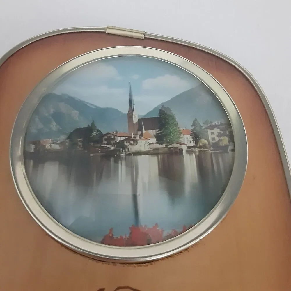 Mid Century German Scenic Souevnir Plaque Old World Eclectic